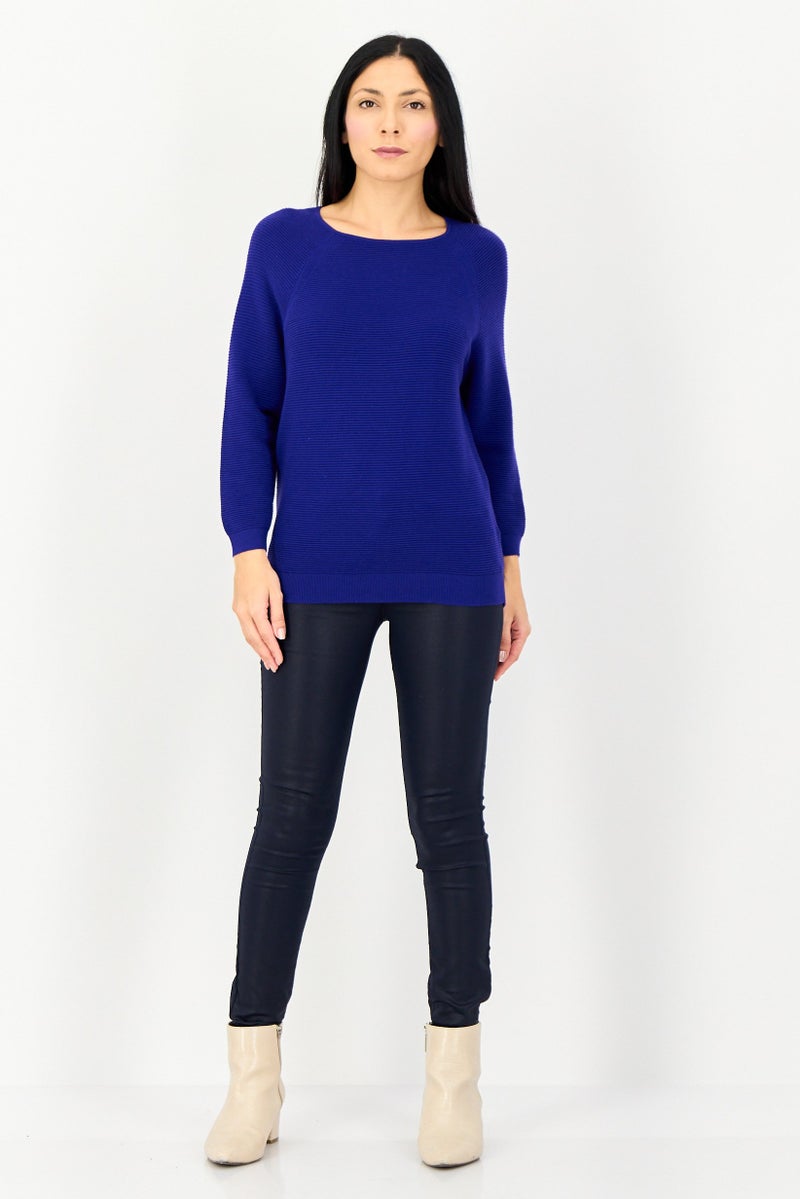Phase Eight Women Round Neck Knitted Sweater, Indigo - Image 4