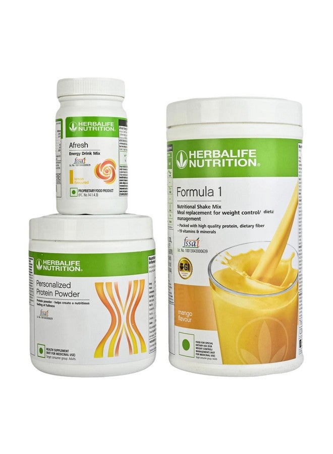 Herbalife Formula 1 Mango 500g with Personalized Protein Powder 200g and Afresh Lemon 50g Pack of 3 - Image 1