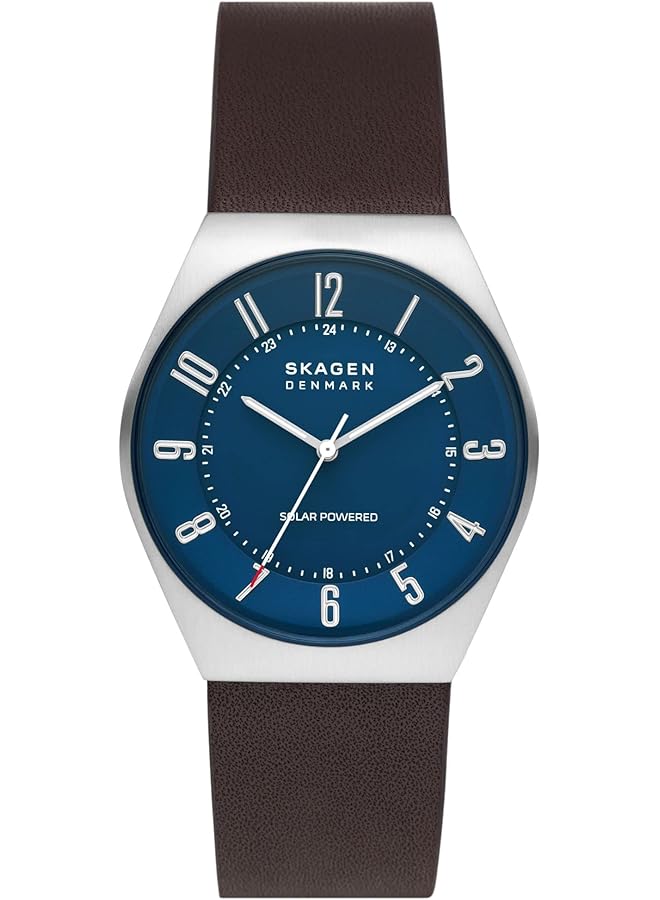 سكاجين ساعة جرينن للرجال تعمل بالطاقة الشمسية مع حزام من الفولاذ المقاوم للصدأ أو الجلد