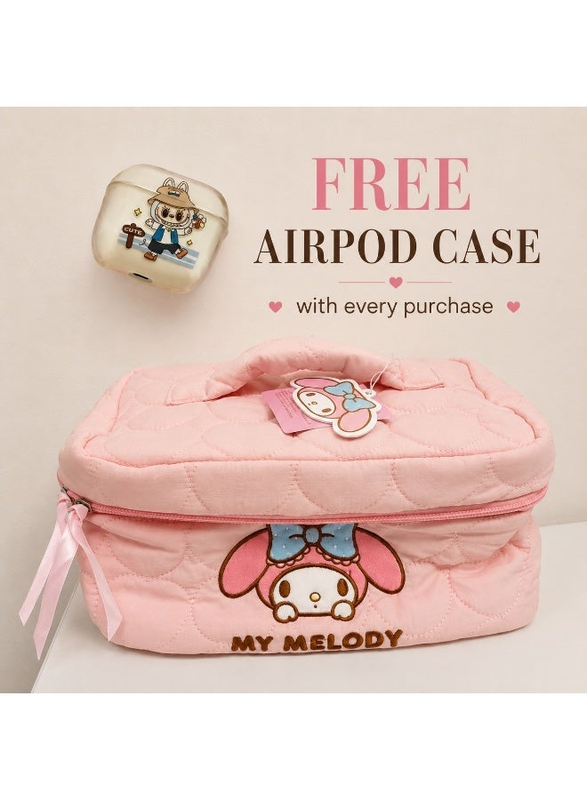 Melody Small Makeup Bag – Cute Compact Cosmetic Pouch for Daily Essentials + Free Airpod Case With Every Purchase