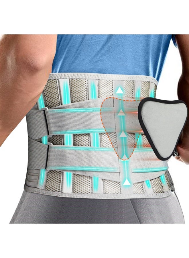 Bukela Back Braces for Lower Back Pain with Support Pad, Effective Relief from Sciatica, Herniated Disc, Scoliosis, Back Support Belt for Men/Women, Grey Lumbar Brace for Home & Lifting Work(L) - Image 1