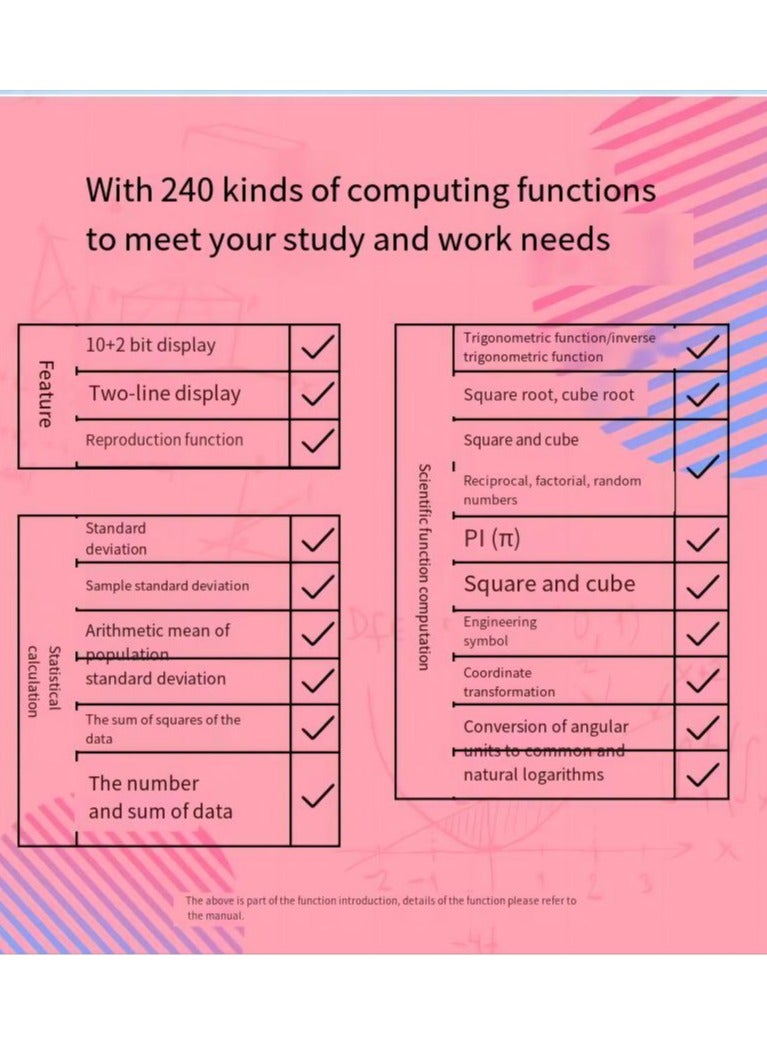 آلة حاسبة علمية مع مفكرة LCD قابلة للمسح والكتابة، آلات حاسبة للمكتب، آلة حاسبة احترافية محمولة قابلة للطي للدراسة والعمل - Image 3