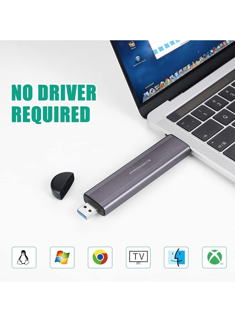 Generic - M.2 SSD Enclosure Adapter, NVME/SATA Dual Protocol Adapter Case with USB C 3.1/3.2 Gen 2 and USB A, 10Gbps PCI-E/6Gbps SATA, SSD Case Support for Size 2230/2242/2260/2280 (Silver) - Image 1