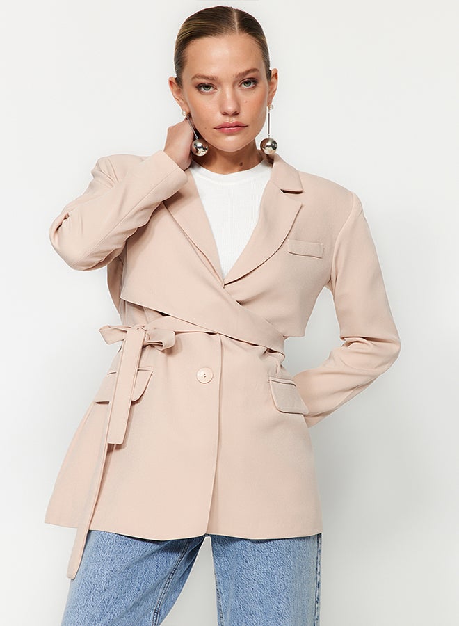 trendyol Stone Regular Lined Woven Blazer Jacket TWOAW21CE0320 - Image 2