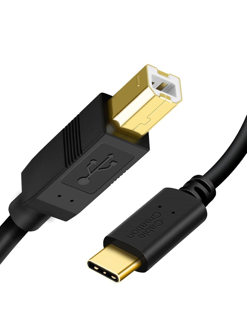 USB C Printer Cable 10FT, Printer Cable USB C to B, Scanner MIDI for Yamaha Casio Digital Piano MIDI Controller DJ Controller, 3M Black - Image 1