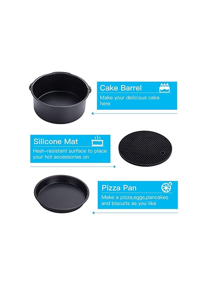 U-HOOME Air Fryers Accessories for Gowise Philips Cozyna and More, All Over 3.0L Capacity, All 3.7QT 5.3QT with 7 Inch Diameter, Universal Deep Fryer Accessories Kits (Set of 5) - Image 2