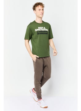Reebok Men Sportswear Fit Short Sleeve Outdoor T-Shirt, Dark Green  - Image 4