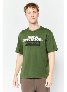 Reebok Men Sportswear Fit Short Sleeve Outdoor T-Shirt, Dark Green  - Image 1