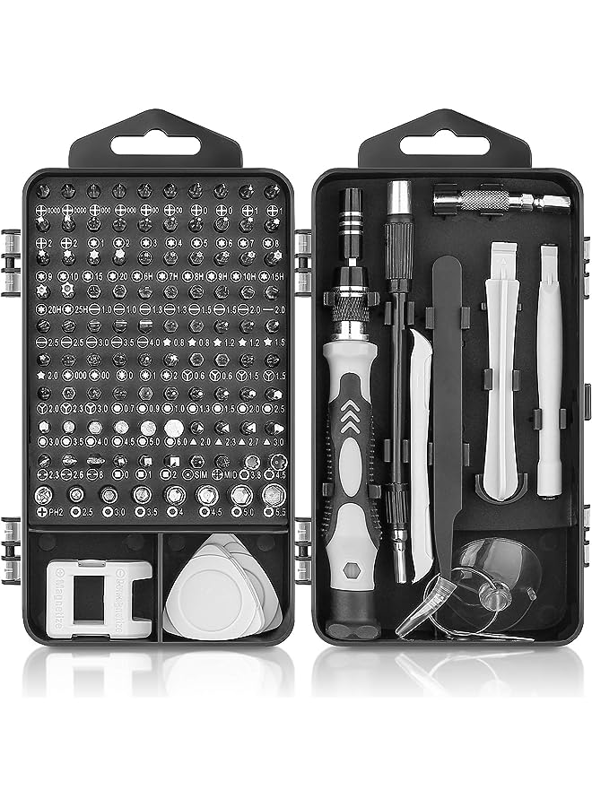 IAF Mini Precision Screwdriver Set, 118 in 1 Magnetic Screwdriver Bit Kit, Multi-Function Stainless Steel Professional Repair Tool Kit for Phone, Laptop, PC, Glasses, Electronics, and More -Black - Image 1