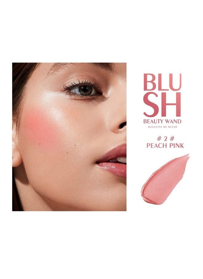 KYDA - Blush Beauty Wand, Shimmer Face Blush with Cushion Applicator, Natural Pearl Finish, Silky Smooth Creamy Formula, Lightweight Blendable Blush Rouge Stick, by Ownest Beauty-Peach Pink - Image 1
