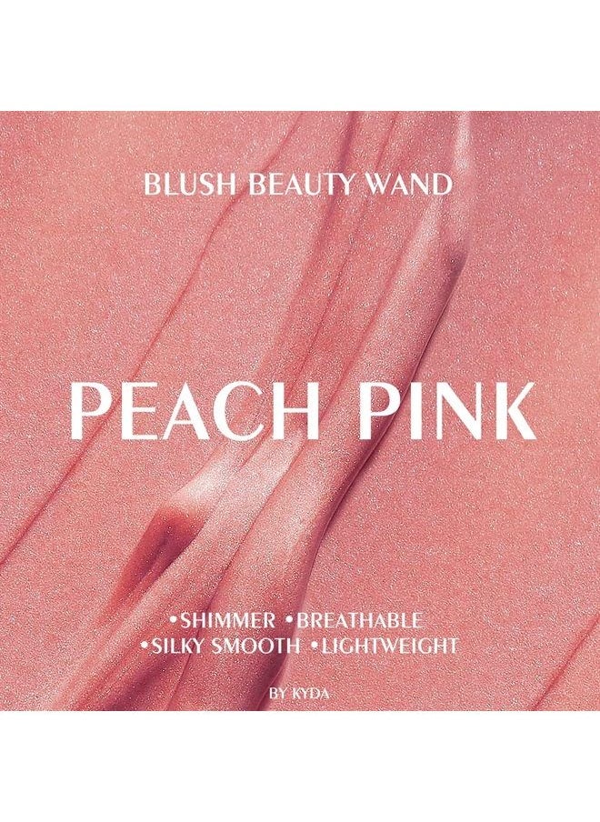 KYDA - Blush Beauty Wand, Shimmer Face Blush with Cushion Applicator, Natural Pearl Finish, Silky Smooth Creamy Formula, Lightweight Blendable Blush Rouge Stick, by Ownest Beauty-Peach Pink - Image 1