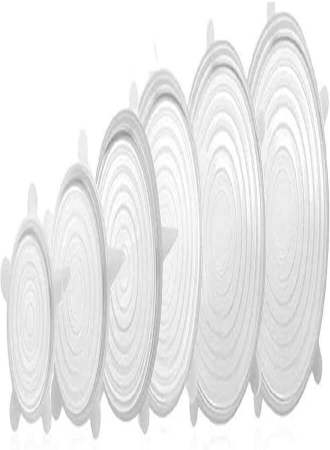 6 Pieces Reusable Kitchen Tools Bowl Cover Pan Lid -Premium Stretch Silicone Lids- Stretch Silicone Bowl Lid