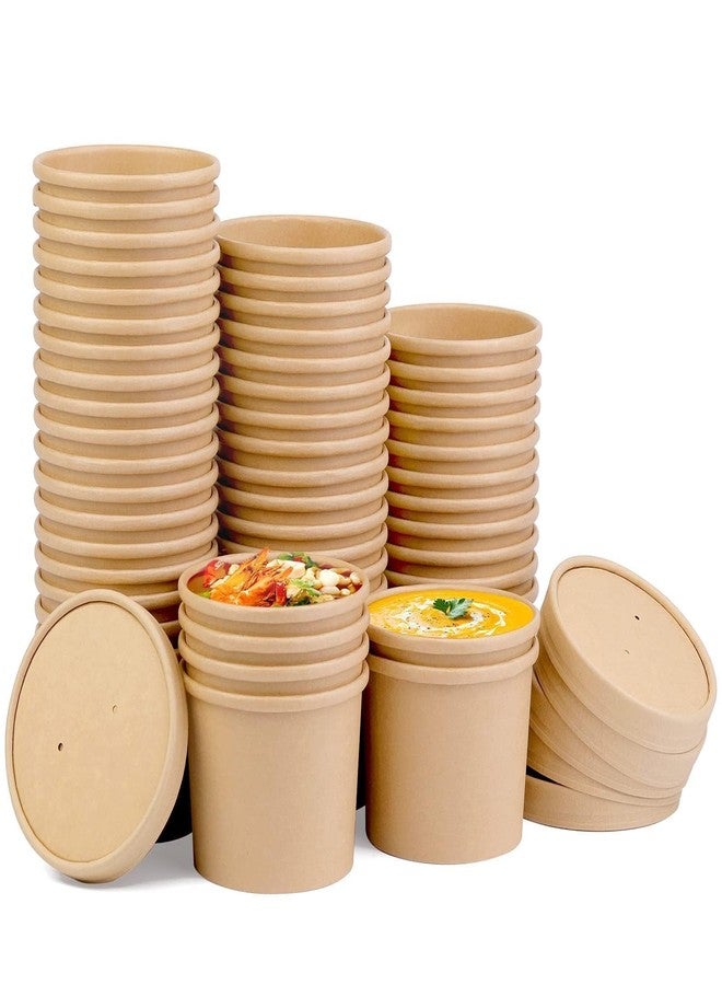 BALDCC 50 Pack Disposable Paper Soup Containers with Lids, 12 Oz Disposable Paper Soup Bowls with Lid, Paper Ice Cream Cups, Soup to go containers for Storing Food in the Refrigerator or Carrying Out - Image 1