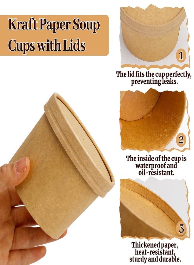BALDCC 50 Pack Disposable Paper Soup Containers with Lids, 12 Oz Disposable Paper Soup Bowls with Lid, Paper Ice Cream Cups, Soup to go containers for Storing Food in the Refrigerator or Carrying Out - Image 3