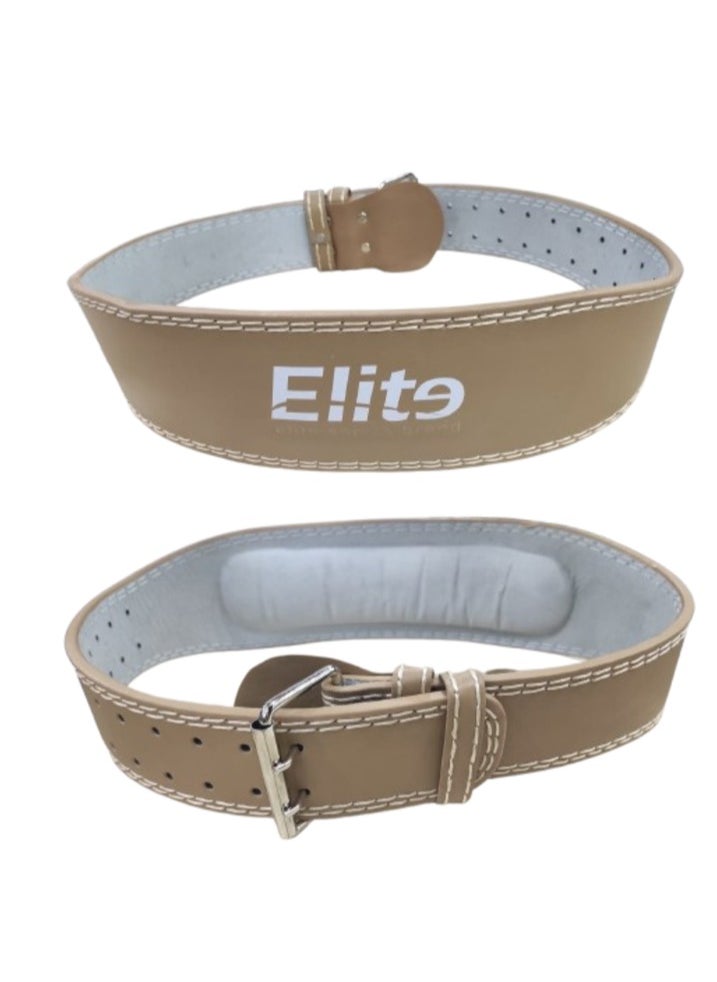 Elite Elite  premium leather weightlifting belt with lower back support for workouts, bodybuilding, functional training, weightlifting, and squats. Size 120 cm.  - Image 1