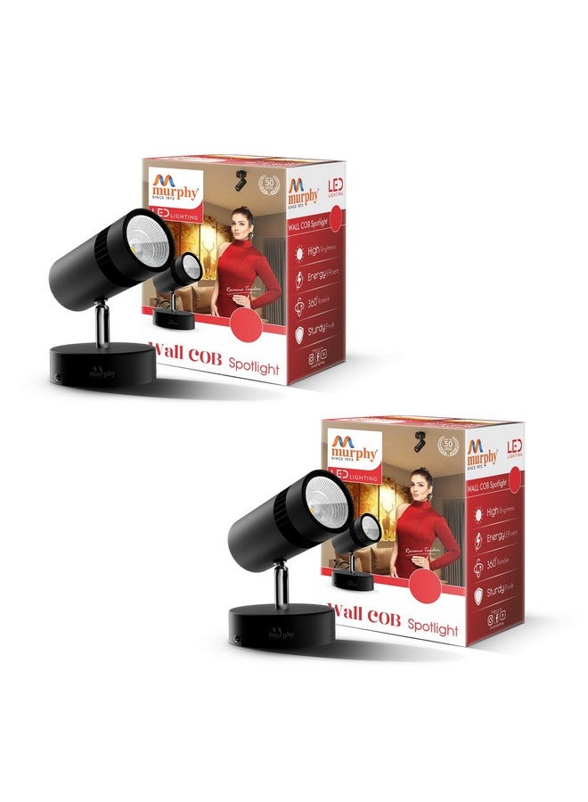 MURPHY Murphy 10W Adjustable Black Aliminum LED Wall COB Surface Mounted Spot Light with 2 Years Warranty (Warm White, Pack of 2)  - Image 1