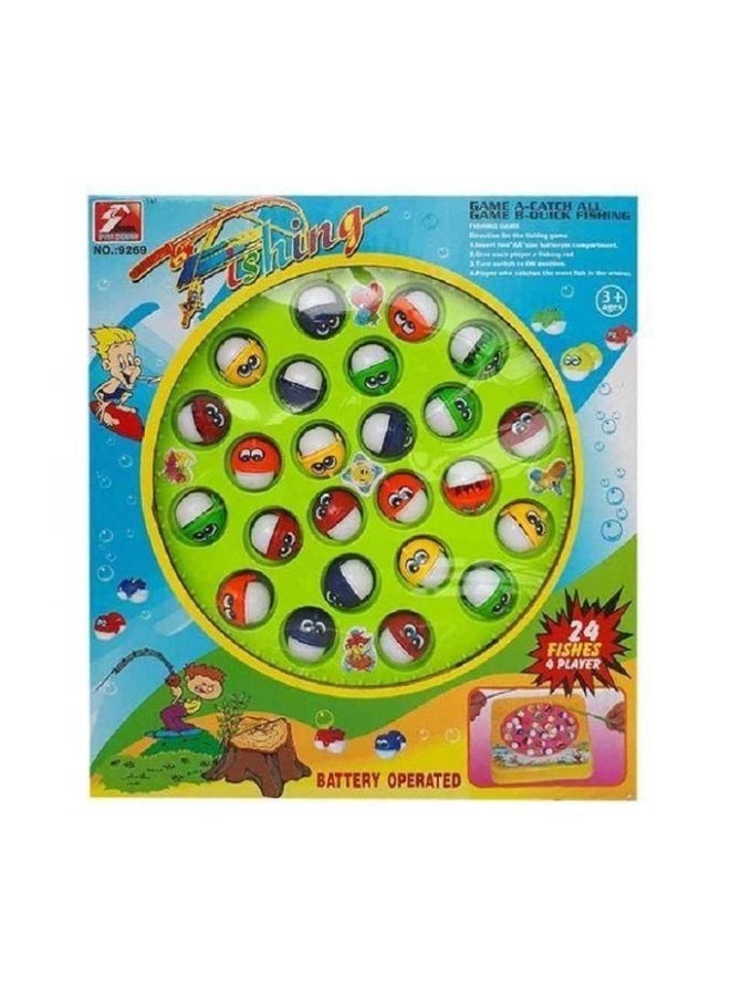 Battery-Operated Rotating Fishing Game Set with 24 Colorful Fishes and Multiple Rods - Image 2