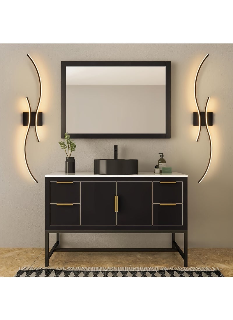 جومو مصباح حائط LED عصري - شريط إضاءة طويل لغرفة النوم وغرفة المعيشة وطاولة الحمام والممر - مصباح داخلي بتصميم موجة مع غطاء معدني، سهل التركيب  - Image 3