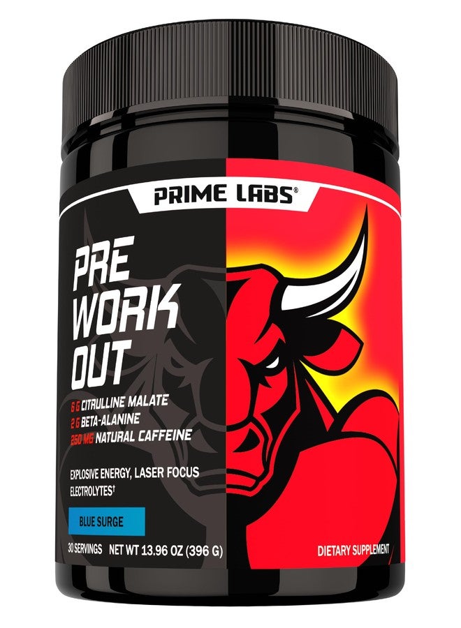 Prime Labs Pre Workout Powder for Men - with Citrulline Malate, Beta-Alanine, and Natural Caffeine - Energy, Focus, Power - Blue Lemonade Flavor - 30 Servings - Image 1