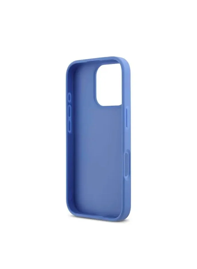 Karl Lagerfeld Saffiano Leather Hard Case with Elongated Metal Logo for iPhone 16 Pro / Drop Protection / Slim Profile - Blue