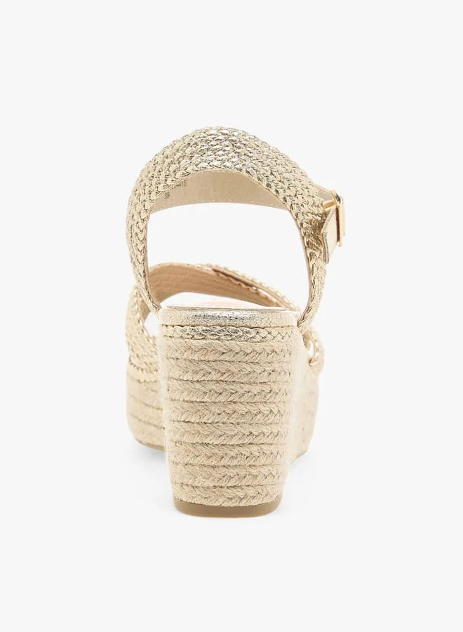 سيليست Women's Cross Strap Sandals with Buckle Closure and Wedge Heels