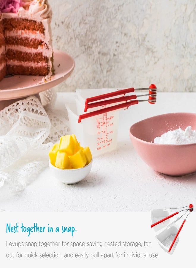 Dreamfarm Levups | Scraping Self-Leveling Measuring Cups | Set of 4 Cups | Red + Clear - Image 5