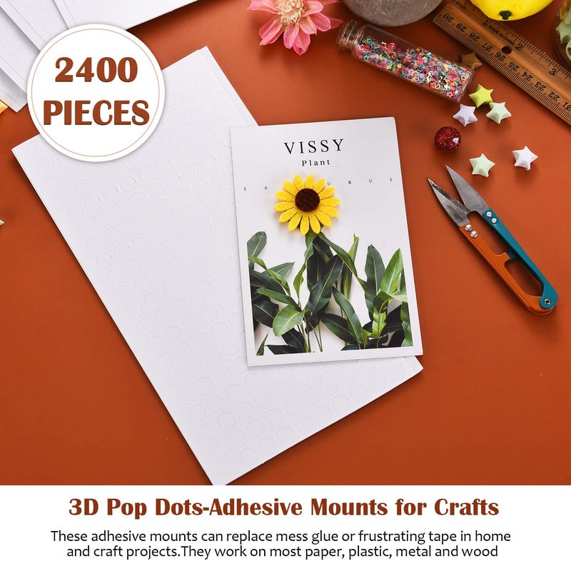 Outus 2400 Pieces Foam Dots Dual-Adhesive 3D Foam Tapes Foam Pop Dots Adhesive Mount for Craft DIY Art or Office Supplies, 12 Sheets, Round (0.4 Inch) - Image 5