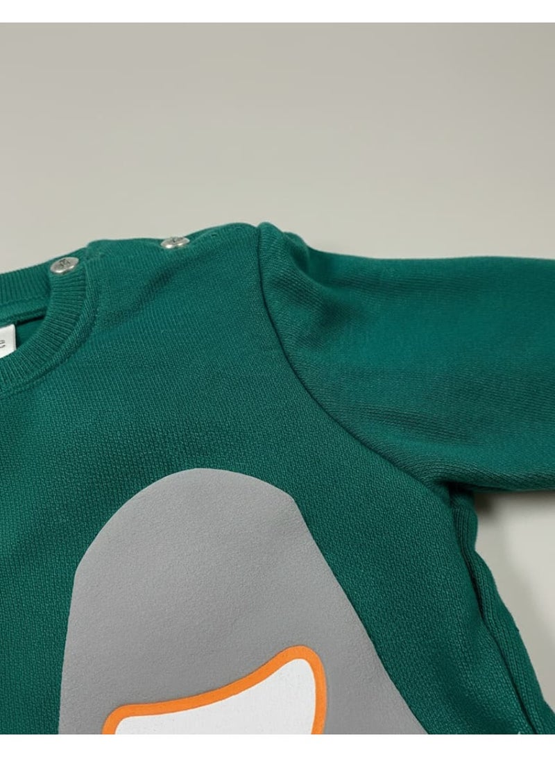 LOOFI Boys' kids' clothing set, 2 pieces: sweatshirt and winter sweatpants - dark green - Image 3