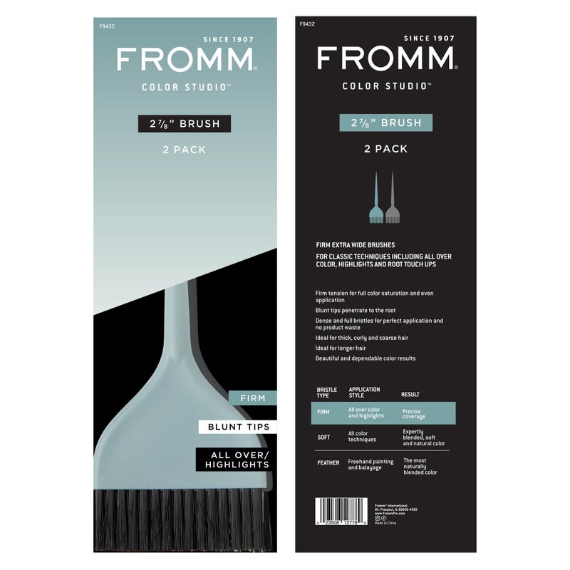 Fromm Color Studio 2-7/8" Firm Color Brush 2-Pack for Hair Stylist with Blunt Tips for All Over Color, Highlights, and Root Touch Ups for for Thick, Curly, and Coarse Hair - Image 5