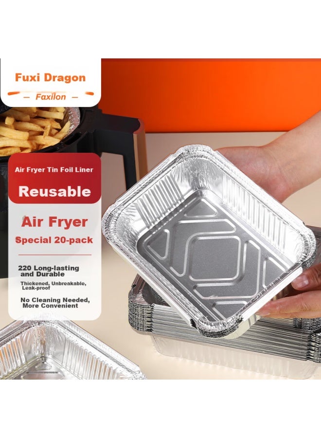 Faxilon Faxi Long Air Fryer Aluminum Foil Pans, Baking And Barbecue Trays, Rectangular 700ml, Camping And Outdoor Cooking Disposable Boxes, 20 Pieces - Image 1