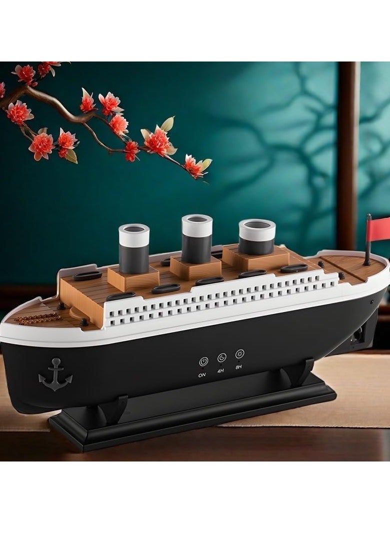 BlueFire - 250ml Ship Essential Oil Diffuser & Cool Mist Humidifier – Vintage Aromatherapy with Jellyfish Smoke Ring Spray, 4 LED Light Modes, 28dB Ultra-Quiet, 8H Timer, Auto Shut-Off, Remote Control, BPA-Free – Perfect for Home, Office, Baby & Gifts - Image 1