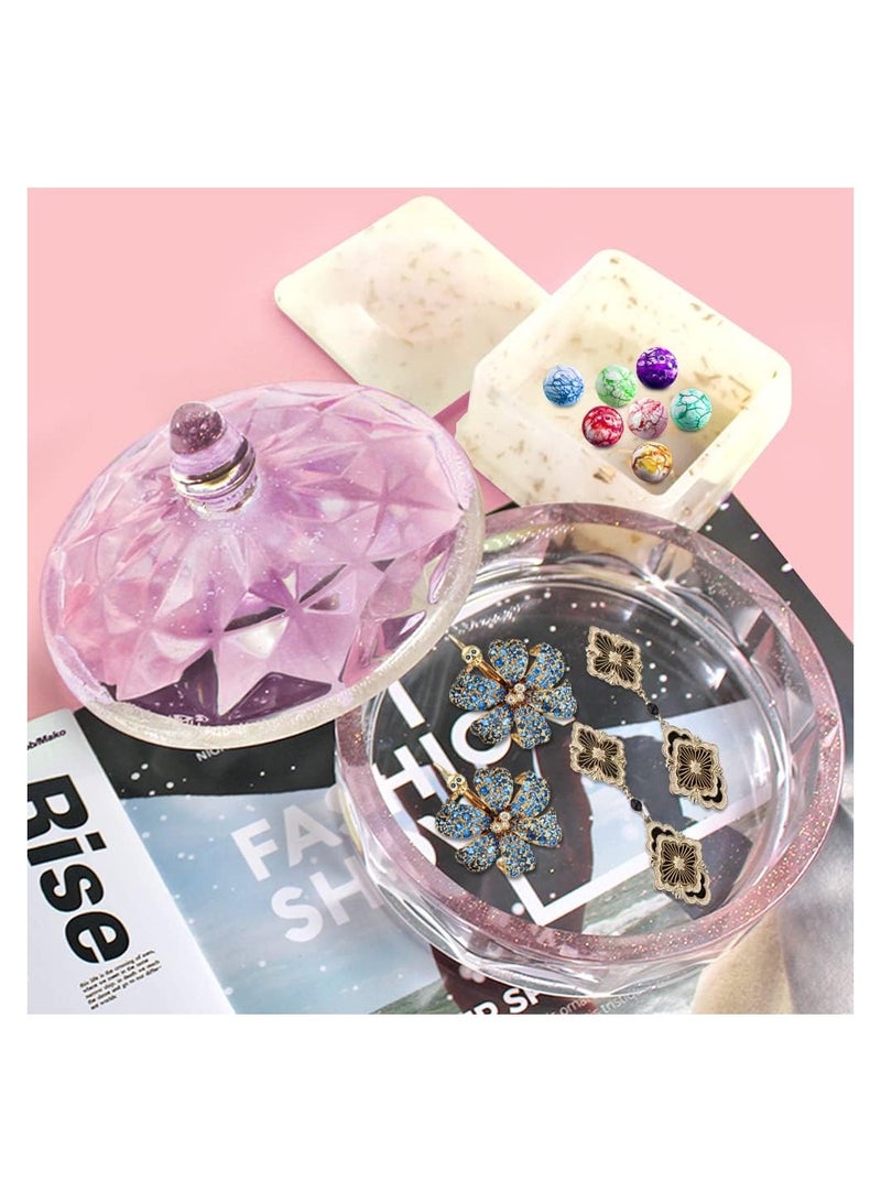 SOLARAE Silicone Storage Box Resin Mold, DIY Decoration Crafts Mold for Jewelry Trinket Container Candle Holder, Resin Jar Container Mould for Epoxy Casting, Stackable Organizer Decor Mold - Image 3