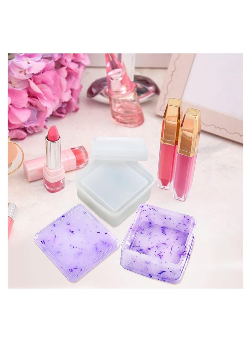 SOLARAE Silicone Storage Box Resin Mold, DIY Decoration Crafts Mold for Jewelry Trinket Container Candle Holder, Resin Jar Container Mould for Epoxy Casting, Stackable Organizer Decor Mold - Image 4