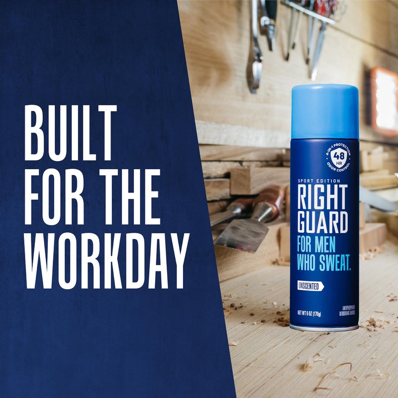 Right Guard Sport Antiperspirant & Deodorant Spray, 4-in-1 Protection Spray Deodorant For Men, Blocks Sweat, 48-Hour Odor Control, Unscented, 6 oz. (Pack of 12) - Image 5