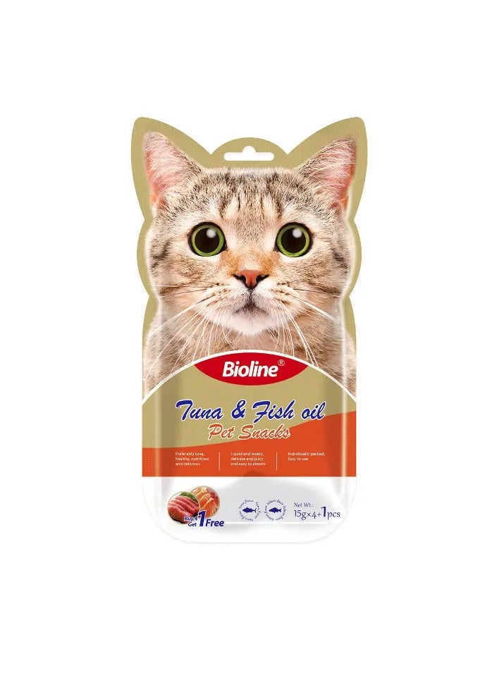 بايولاين مكافآت بيولاين للقطط - ٥ × ١٥ غ [نكهة - تونة وسمك]