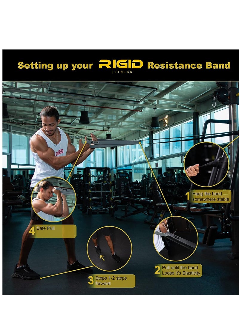 ريجيد فيتنس مجموعة أربطة مقاومة - أحزمة مطاطية شديدة التحمل، أشرطة مساعدة للسحب، أربطة تمدد و لتمارين كمال الأجسام والتمارين المنزلية - 3 مستويات (خفيفة ومتوسطة وصلبة) - متعددة الألوان - Image 5