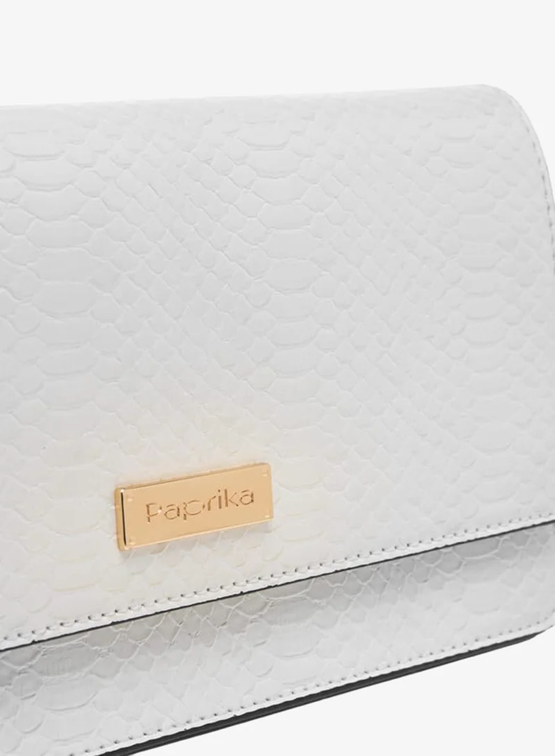 Paprika IVORY Women Textured Crossbody Bag with Chain Strap and Flap Closure for Women | Best Price UAE