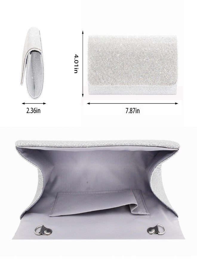 Naimo Shiny Rhinestone Sequin Clutch Bag Envelop Bag Evening Purse with Chain - Image 4