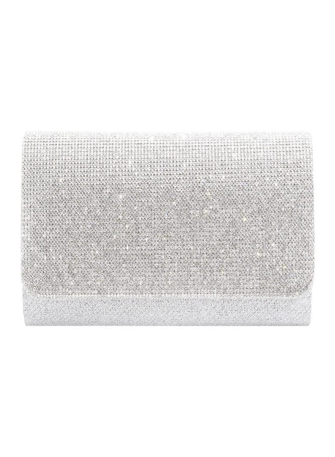 Naimo Shiny Rhinestone Sequin Clutch Bag Envelop Bag Evening Purse with Chain - Image 1