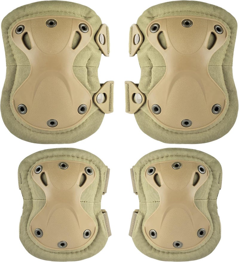 ACTIONUNION Professional Tactical Combat Knee and Elbow Protective Pads Sets Advanced Tactical Gear Set for Airsoft Paintball Hunting Army Skate Outdoor Sports… - Image 1