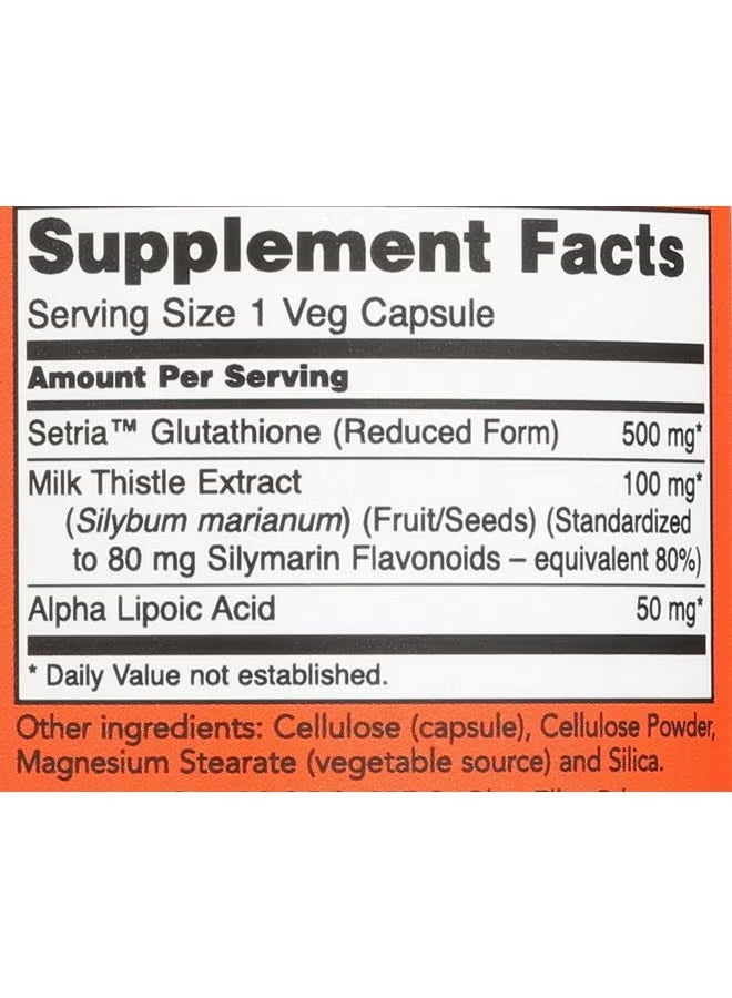 NOW Gluthathione Free Radical Protection 500 mg 30 Veg Capsule - Image 2