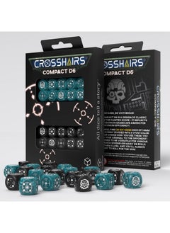 Q WORKSHOP Crosshairs Compact D6: Stormy & Black By Q-Workshop, Dice For Rpg Board Games, For 1+ Players And Ages 14+ 