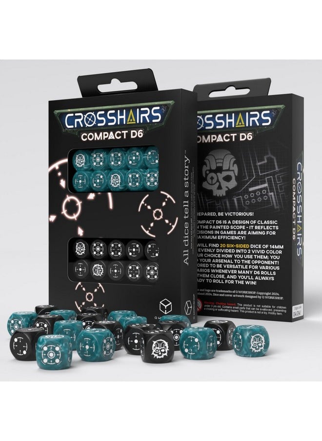 Q WORKSHOP - Crosshairs Compact D6: Stormy & Black By Q-Workshop, Dice For Rpg Board Games, For 1+ Players And Ages 14+ - Image 1