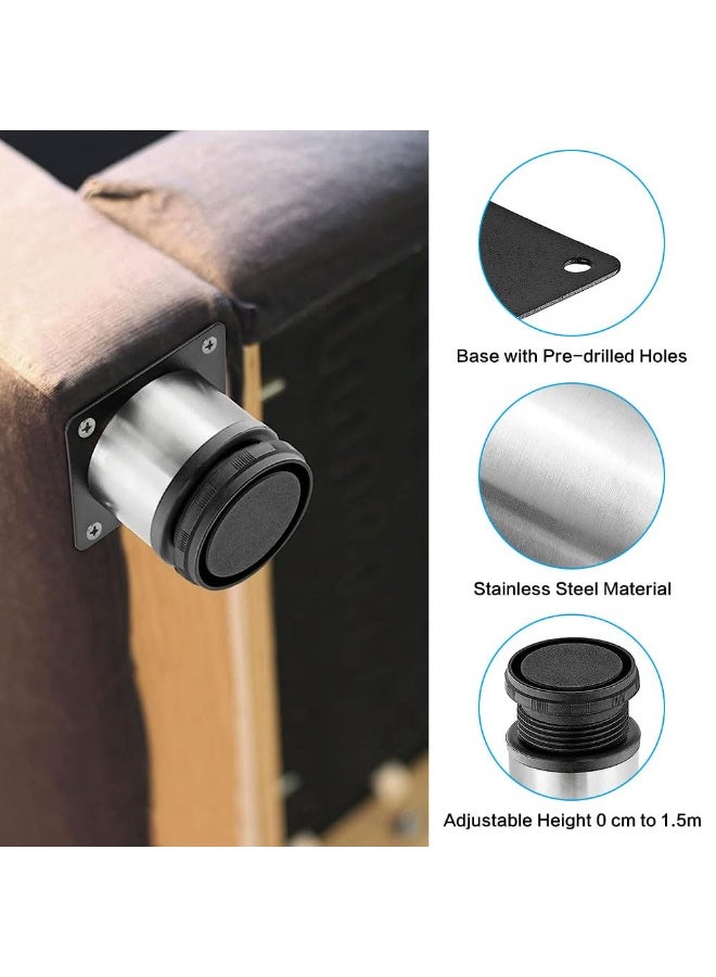 JZS Stainless Steel Furniture Legs Cabinet Adjustable Round Kitchen Feet for DIY Furniture,TV Stand, Sofa, Cabinet,Adjust Height 0-1.5cm,4 Pack - Image 4