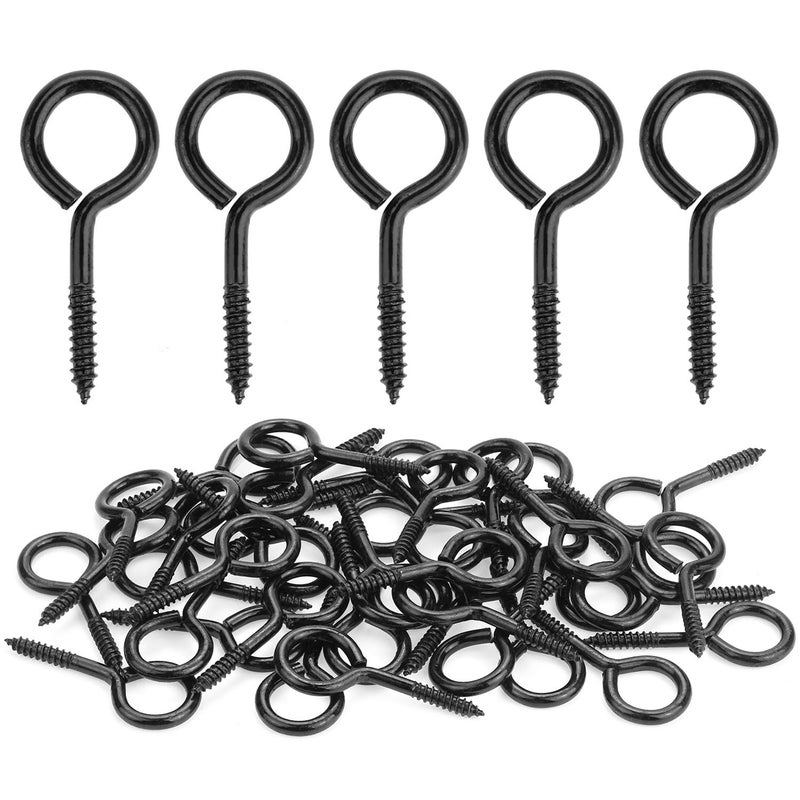 Powlankou 40 Pieces 2 inch Screw Eyes, Black Zinc Plated Steel Screw Eyes, Self Tapping Screw Hooks, Metal Eye Hooks, Eyelet Screws - Image 1