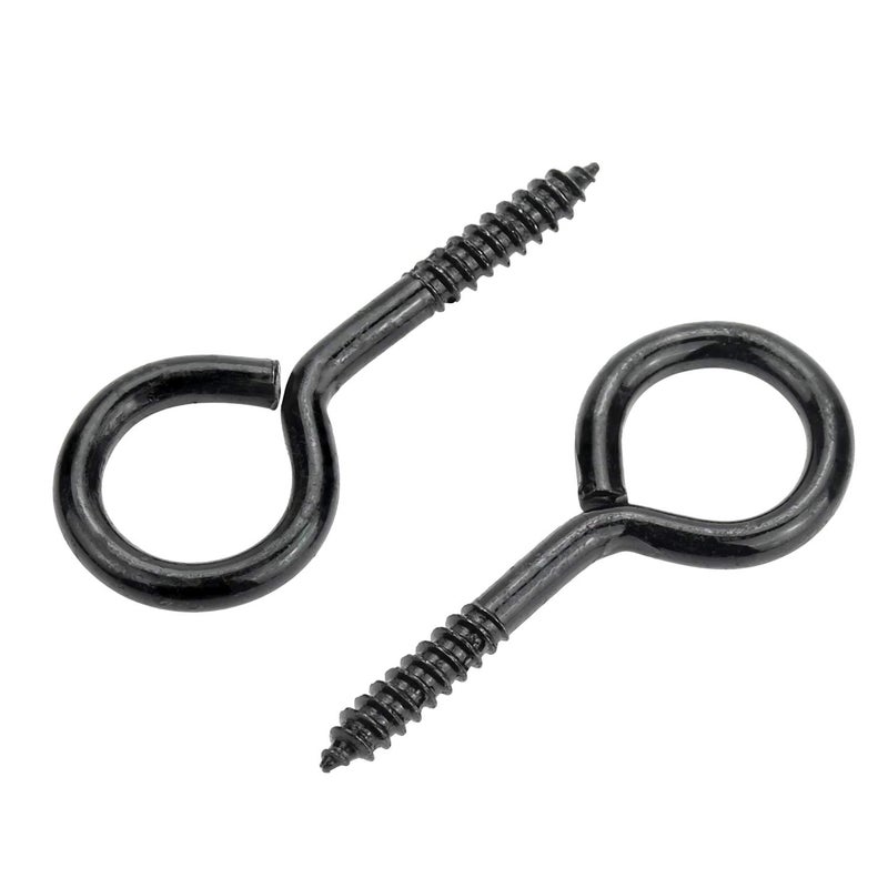 Powlankou 40 Pieces 2 inch Screw Eyes, Black Zinc Plated Steel Screw Eyes, Self Tapping Screw Hooks, Metal Eye Hooks, Eyelet Screws - Image 3