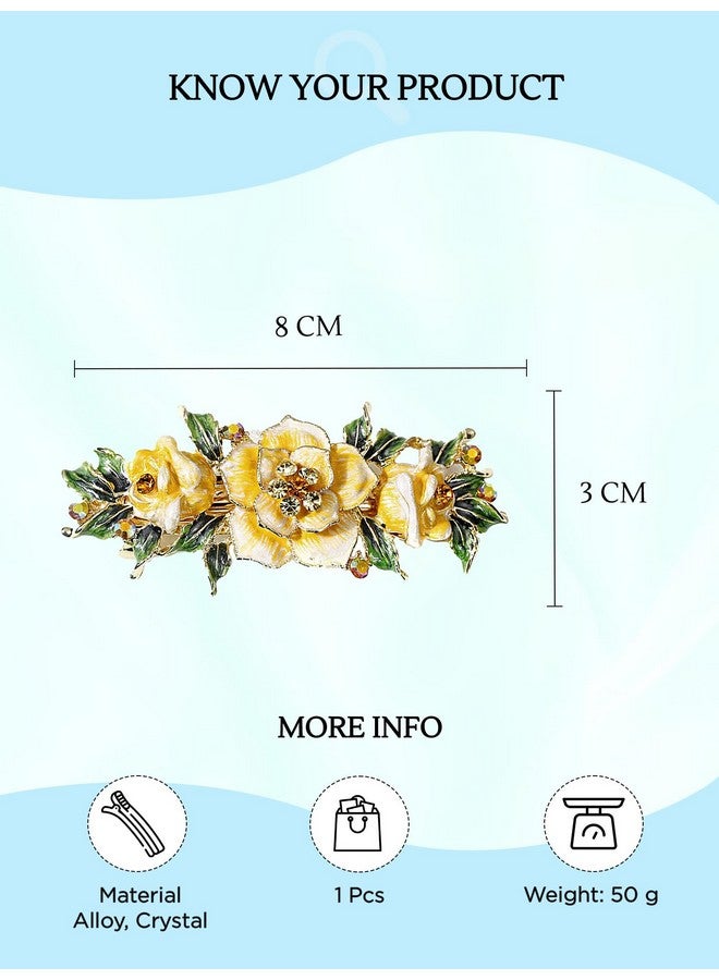 YELLOW CHIMES مشابك شعر صفراء للنساء والفتيات مشابك شعر بارتيه للنساء إكسسوارات شعر للنساء مشابك زهرية مطلية بالمينا للنساء مشابك شعر فرنسية صفراء للنساء والفتيات هدية للنساء والفتيات - Image 5