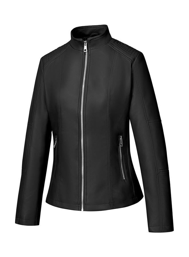 Take Two Black Faux Leather Biker Jacket - Image 3