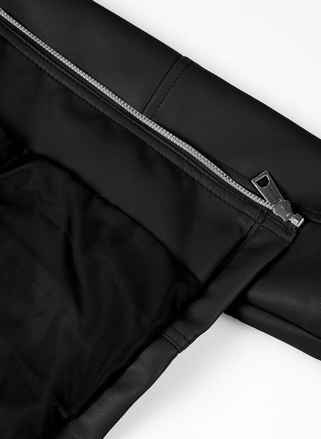 Take Two Black Faux Leather Biker Jacket - Image 4