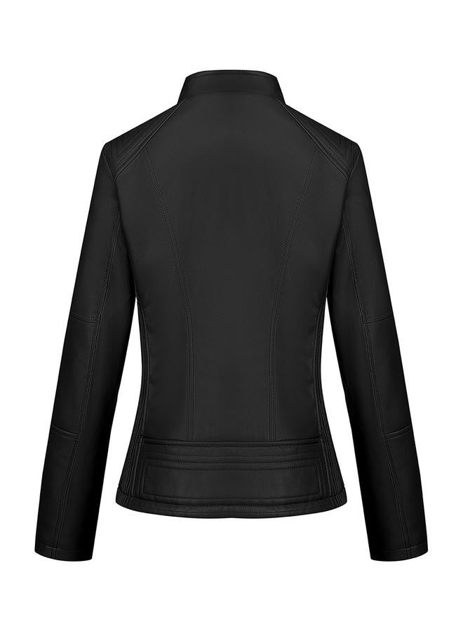 Take Two Black Faux Leather Biker Jacket - Image 2
